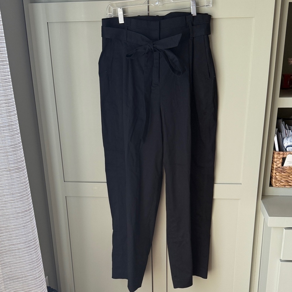 NWT J. Crew NWT Cotton Black  Pants Self-Tie Belt Sewn-In Pleats at Waist SZ 14